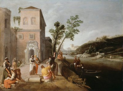 Figures on the Bank of a River by Unbekannt Unbekannt